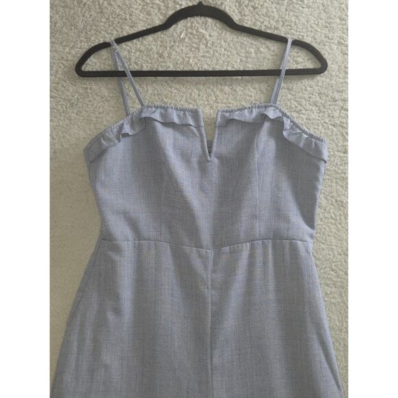 GB Chambray Jumpsuit Womens M Blue Wide Leg Sleeveless Spaghetti Strap Romper - Picture 4 of 7